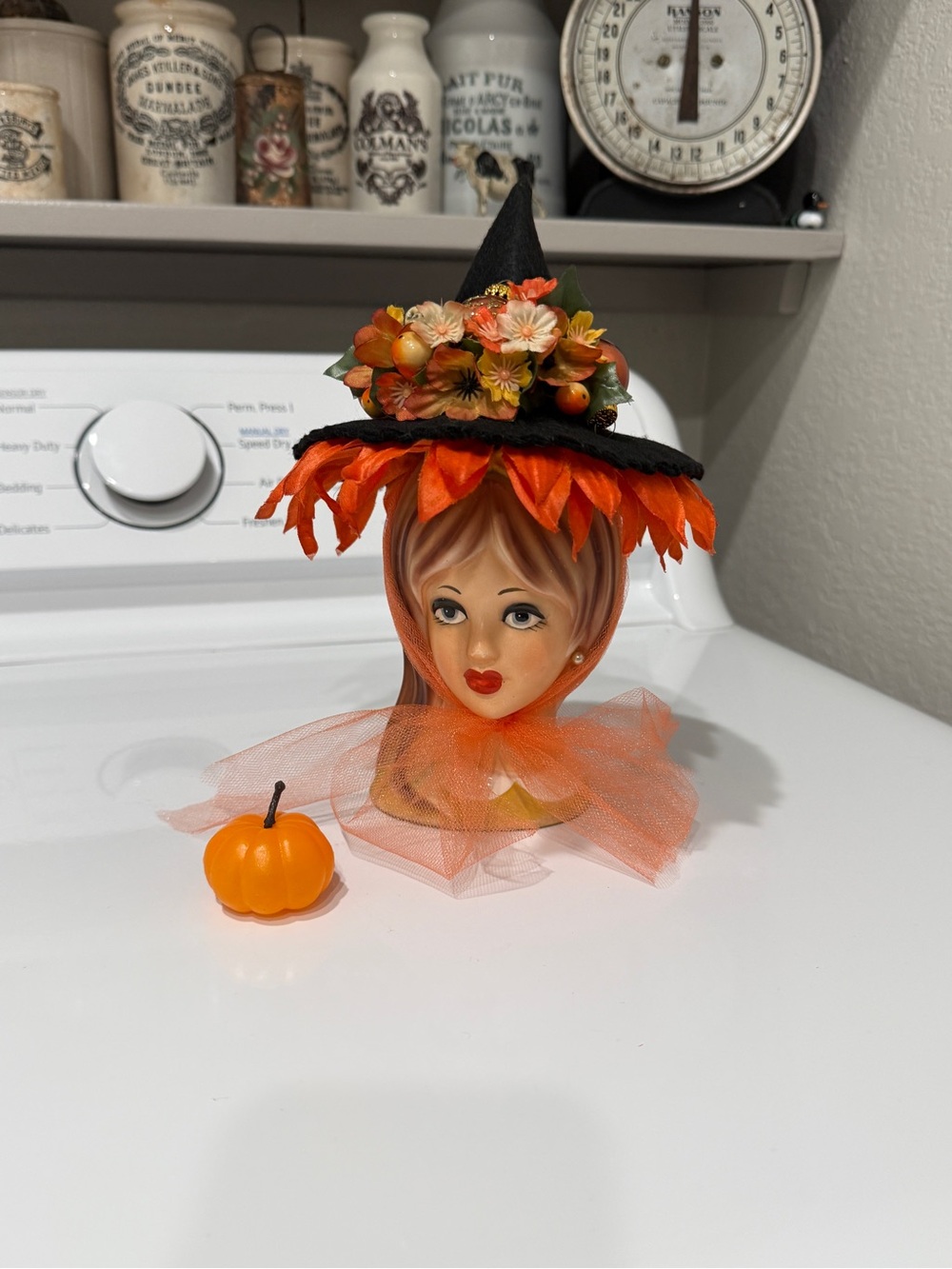 OOAK Fall Teen Witch Head Vase made by Me! - Picture 9 of 17